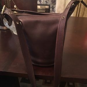 Brown leather coach purse